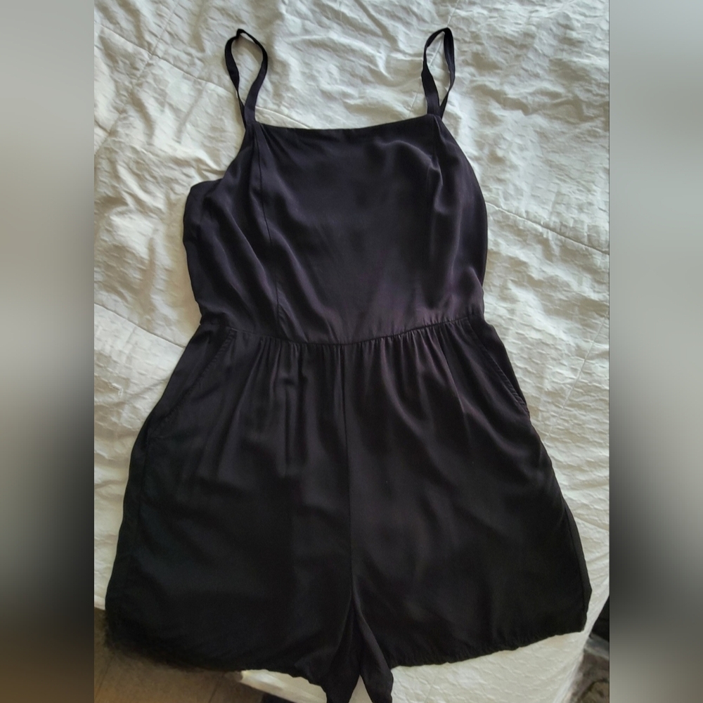 Black Rayon Romper L